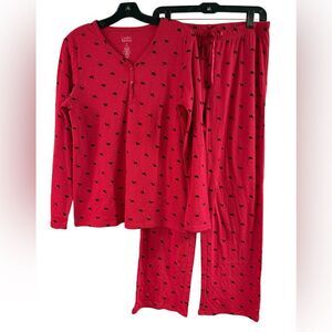 Croft & Barrow Red Black Scottie Dog Pajama Set Size M